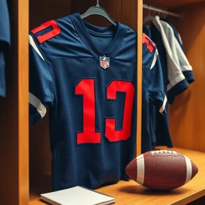 Jersey number 14 hanging in a locker