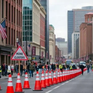 Traffic modifications in Baltimore with road closures.