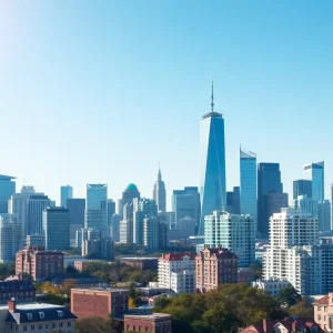 A modern skyline representing real estate tokenization in Bergen County
