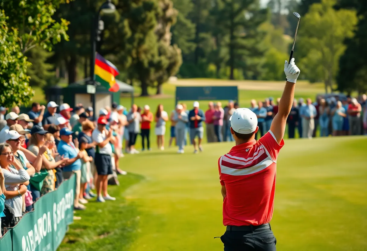 Golfer celebrating victory at the British Open