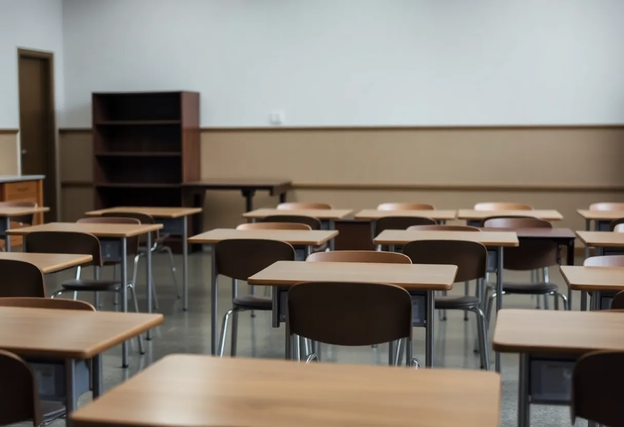 Empty classroom representing the seriousness of misconduct in education