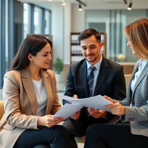 A lawyer discussing family law matters with a client.