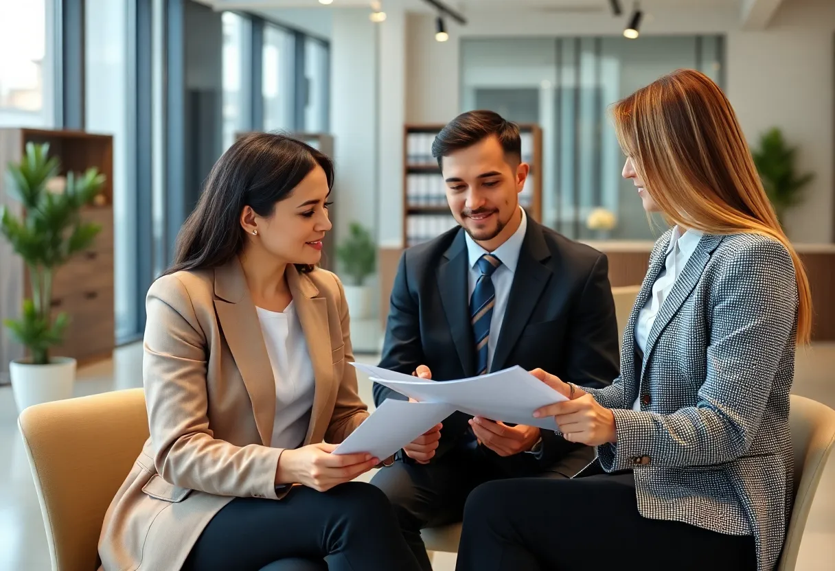 A lawyer discussing family law matters with a client.