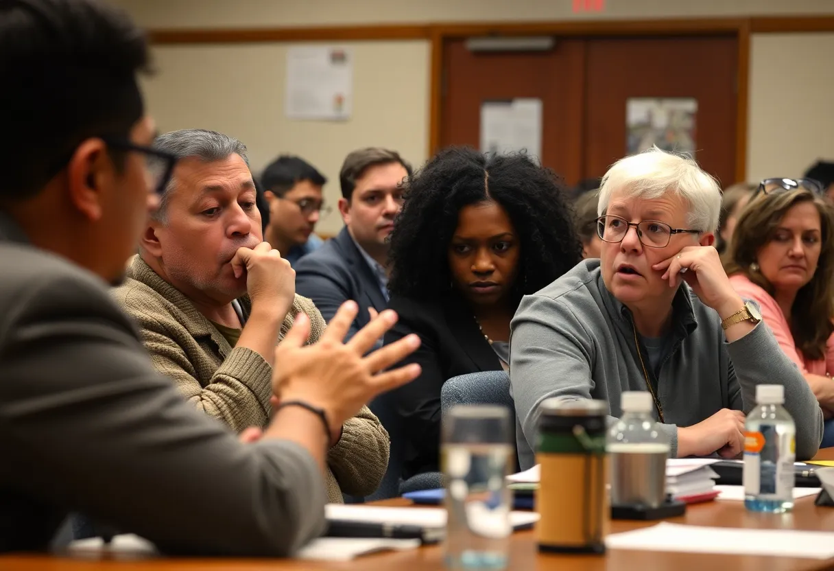 Community members at Fenton High School board meeting