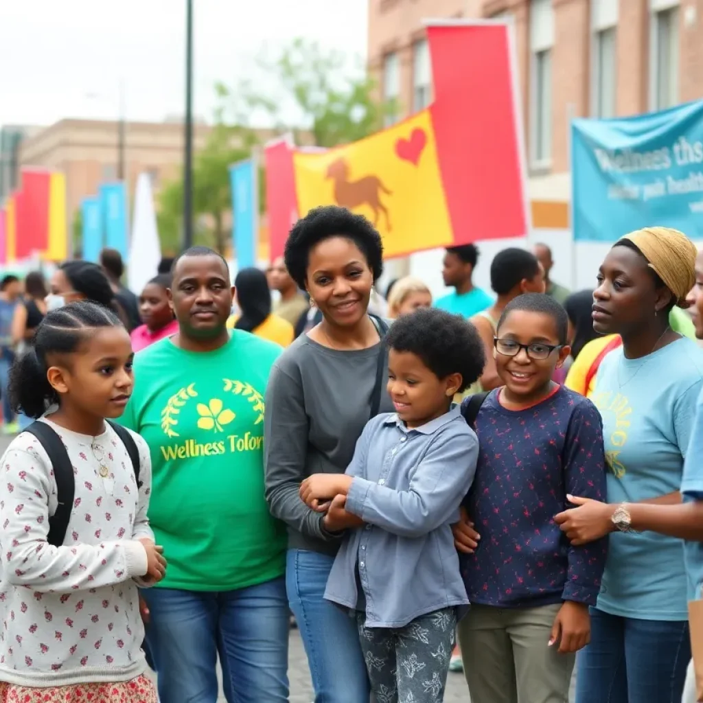 Families participating in a health event in Baltimore