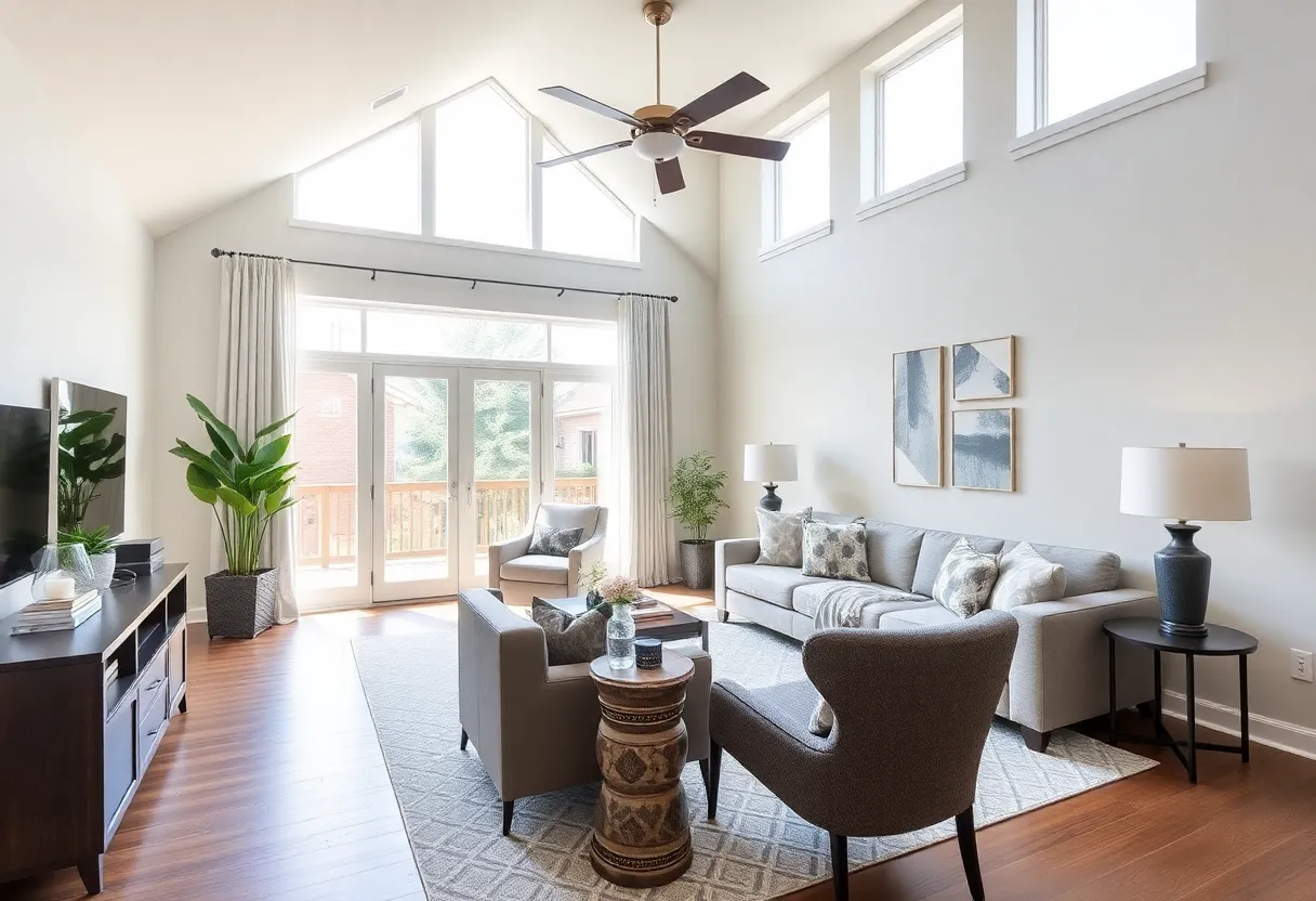 Modern living room after home renovation in Baltimore