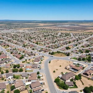 Aerial view of residential neighborhood in Pueblo, Colorado