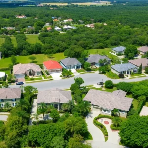 Aerial view of residential neighborhoods in Sarasota and Manatee counties