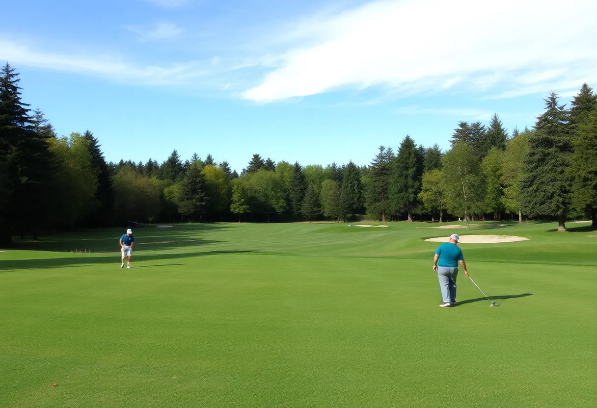 Municipal golf course in Seattle with golfers