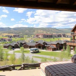 Luxury homes in Steamboat Springs with mountain backdrop.