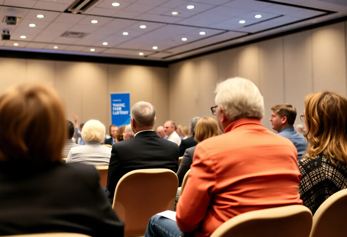 A conference at a university discussing misinformation in politics