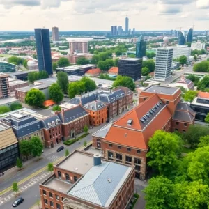 Cityscape of Utrecht and Eindhoven showcasing technological innovation