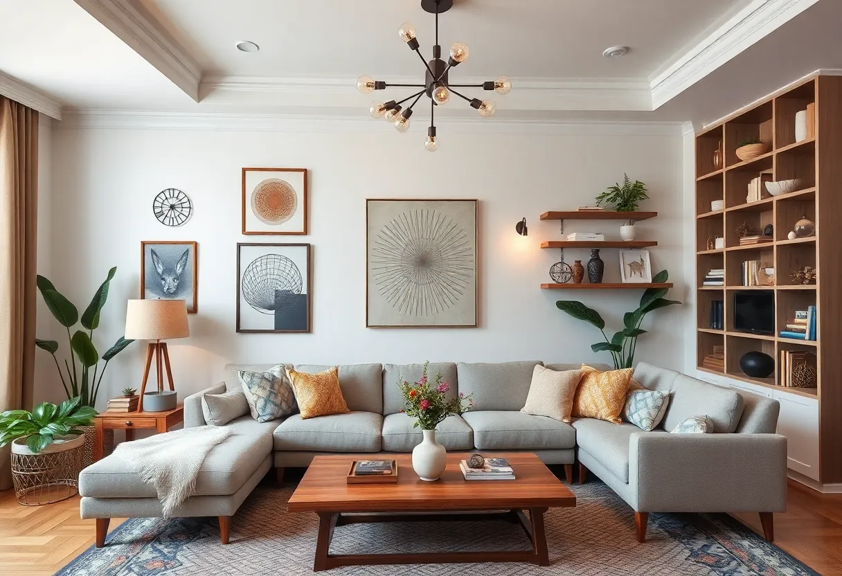 Living room featuring DIY elements in a custom home