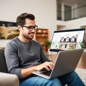 First-time buyer participating in a virtual open house via laptop.