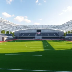 Architectural rendering of the indoor fieldhouse at the University of Nevada