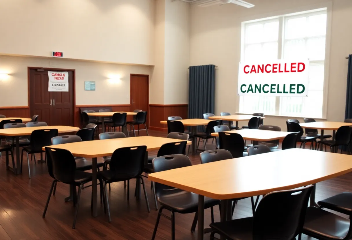 Notice of cancellation for community supper in Jaffrey
