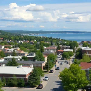 Downtown Traverse City with historic building