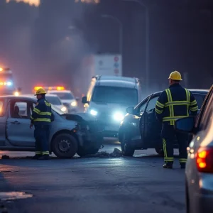 Emergency responders at the site of a car accident in Northeast Baltimore