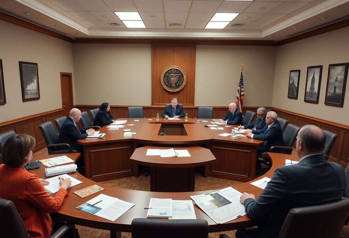 City council members discussing financial reports