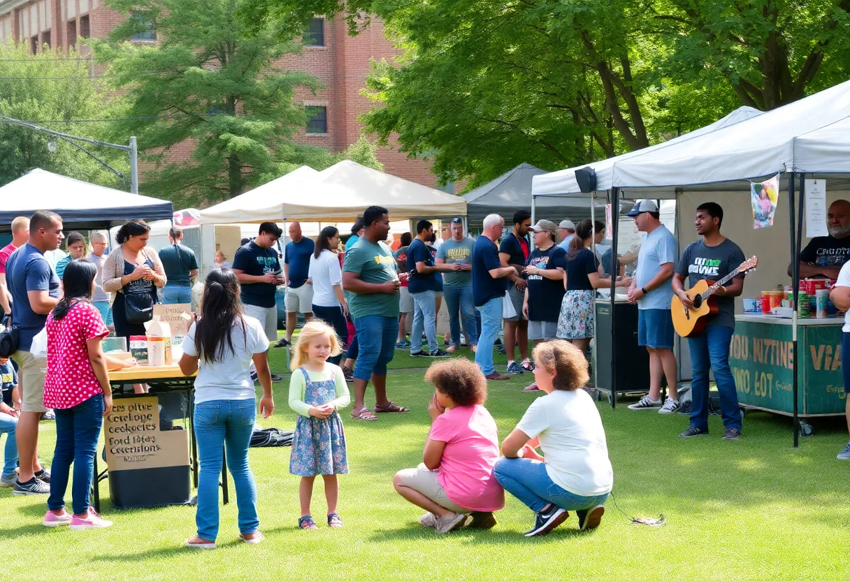 Families engaging in community activities at Baltimore event