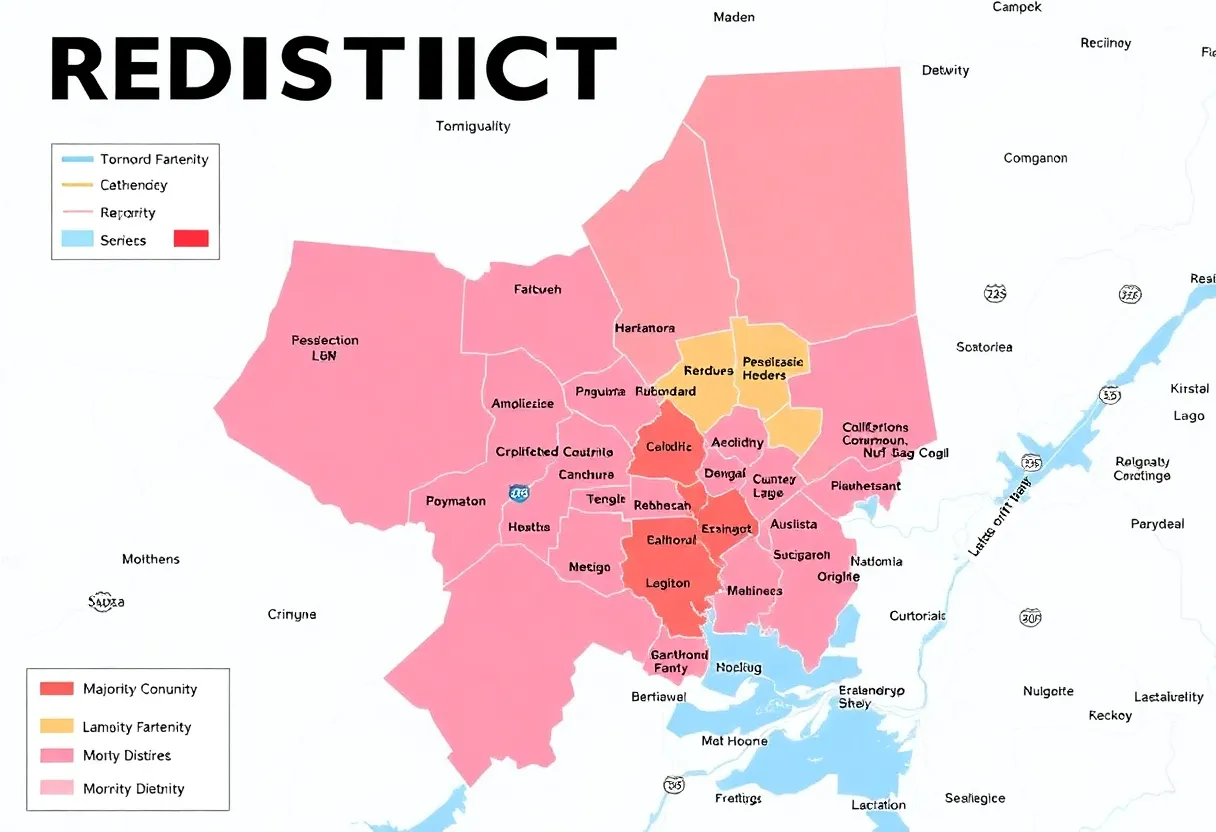 Map of Baltimore County showing new redistricting districts