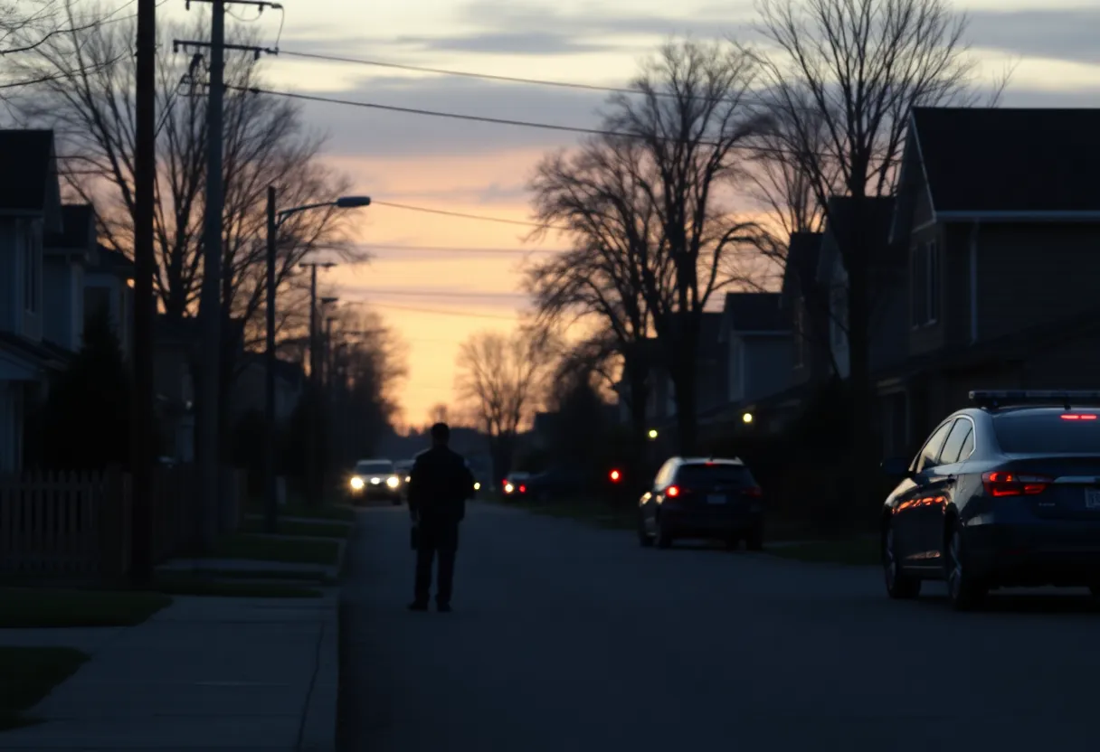 Police investigating a crime scene in a quiet Baltimore neighborhood