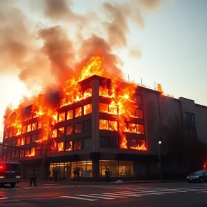 Firefighters battling a 3-alarm fire in a commercial laundry in Baltimore