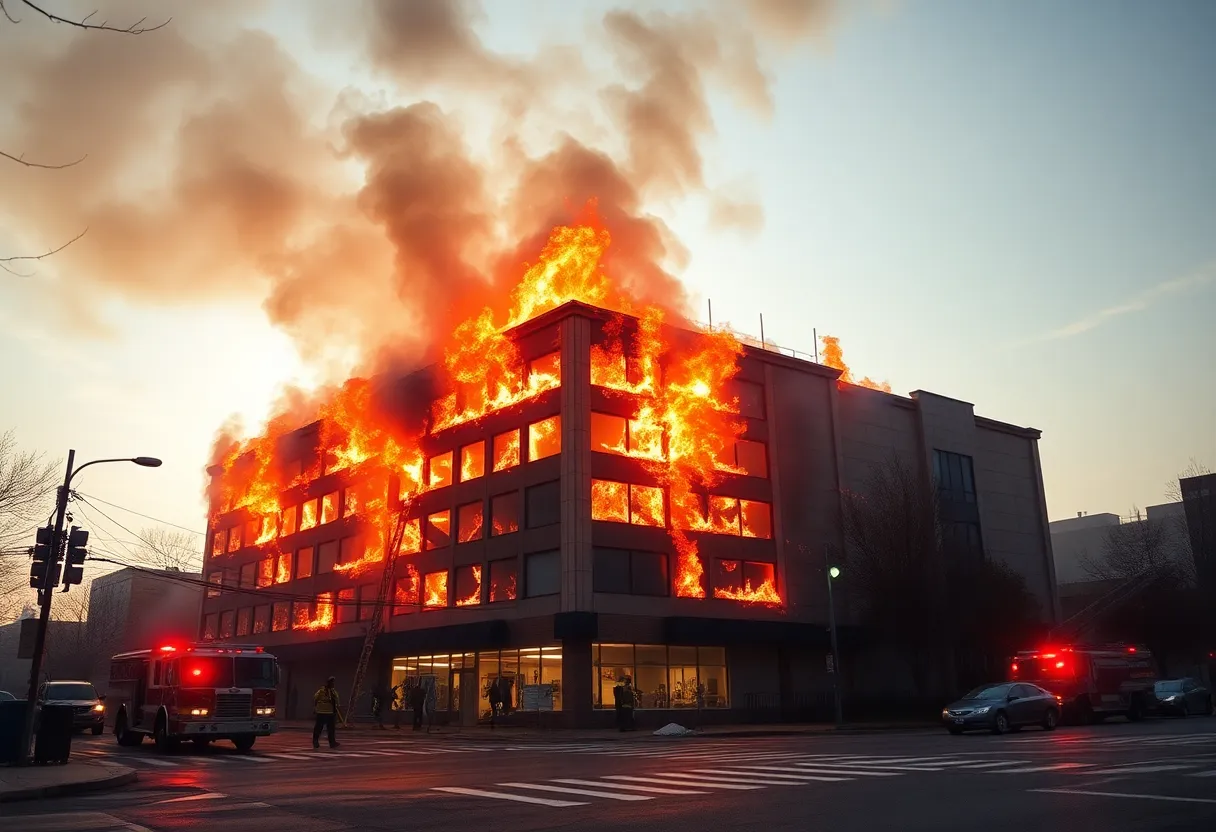Firefighters battling a 3-alarm fire in a commercial laundry in Baltimore
