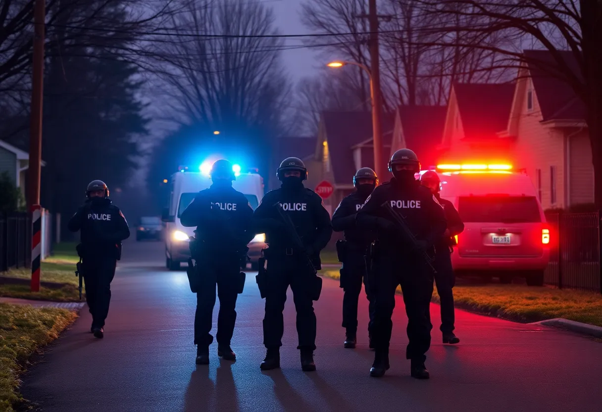 Police and tactical response at a barricade incident in Baltimore