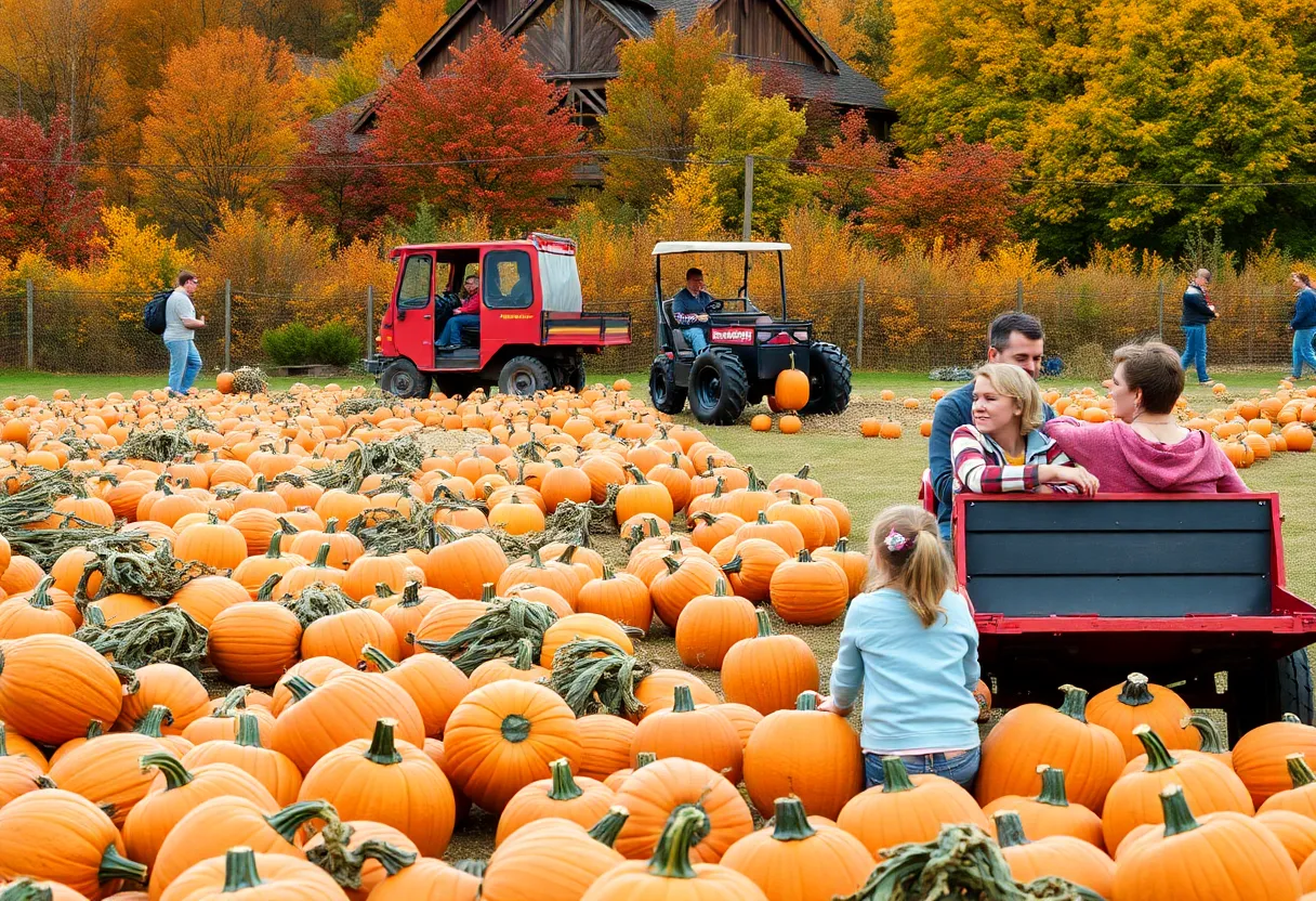Families enjoying pumpkin picking at a Baltimore pumpkin patch