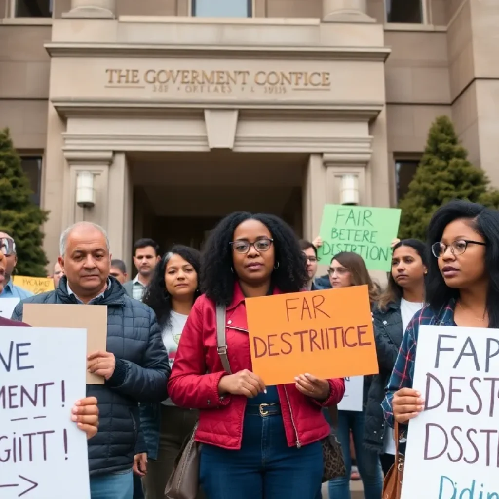Residents rally for fair representation during Baltimore County redistricting discussions.
