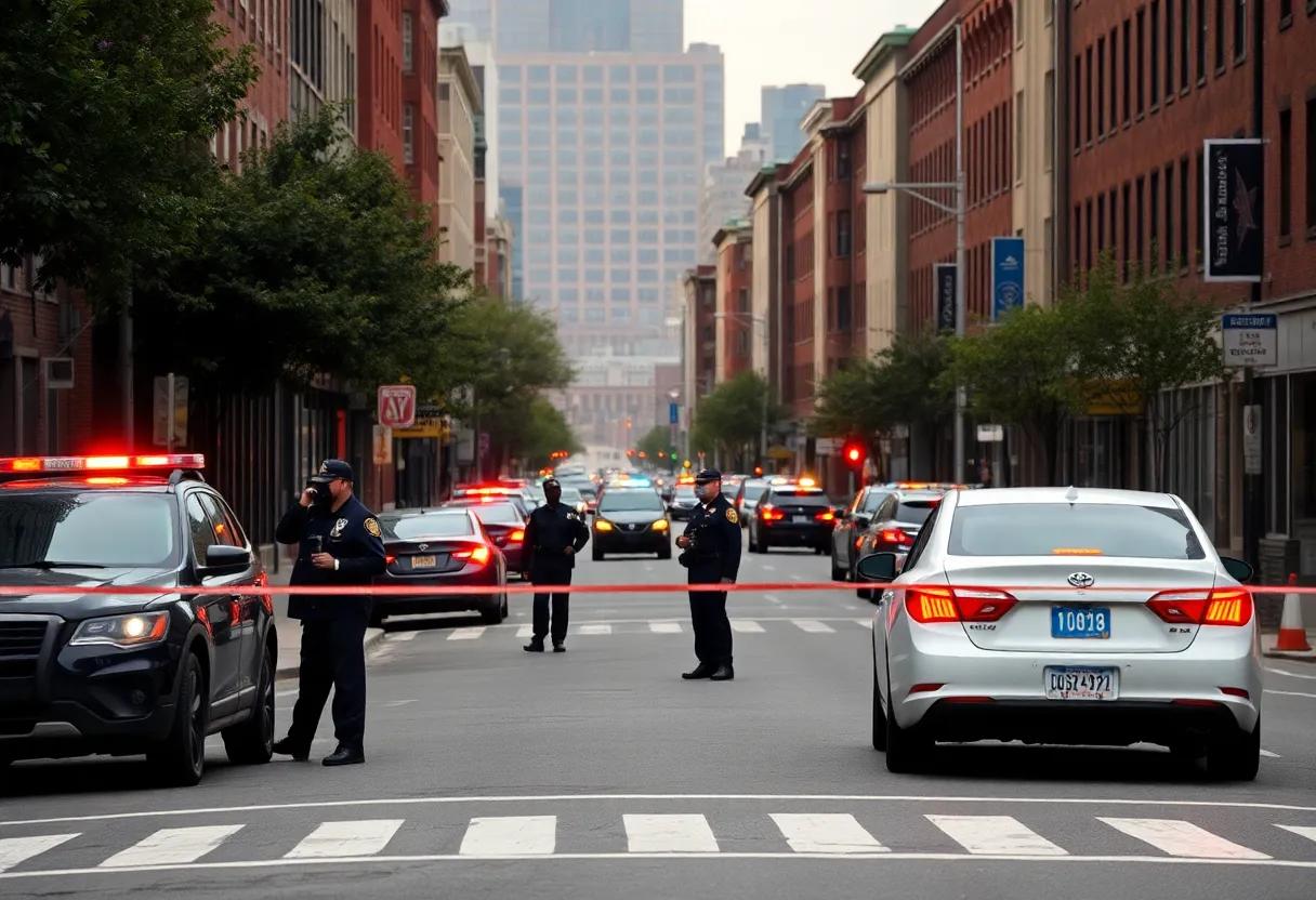 Police investigation scene in Baltimore after shooting incidents.