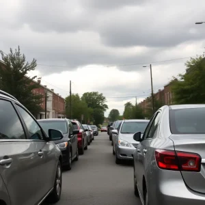 Baltimore neighborhood showing cars parked with visible anti-theft devices