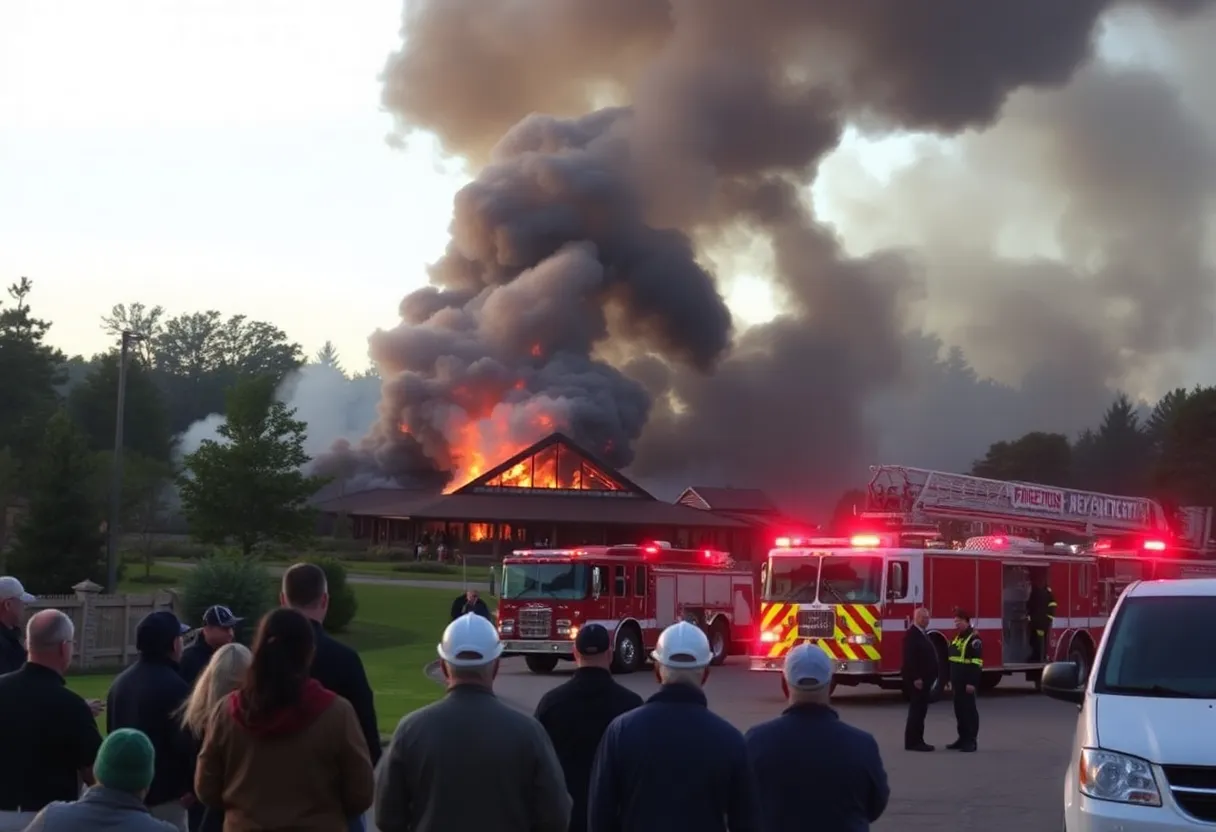 Smoke rising from the Bayview Golf Center fire in Baltimore