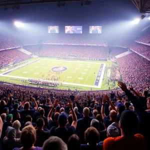 Crowd cheering at NFL game between Browns and Ravens