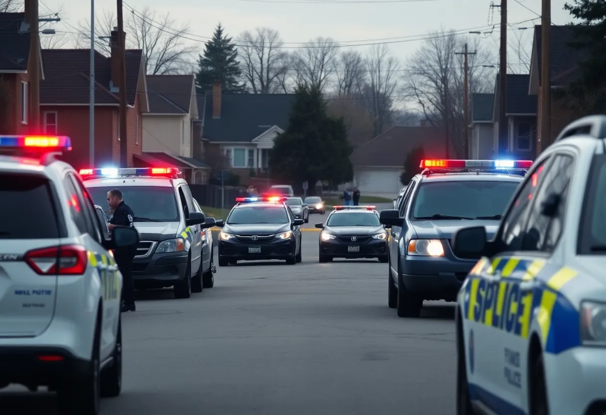 Police presence in Catonsville neighborhood after a tragic event.