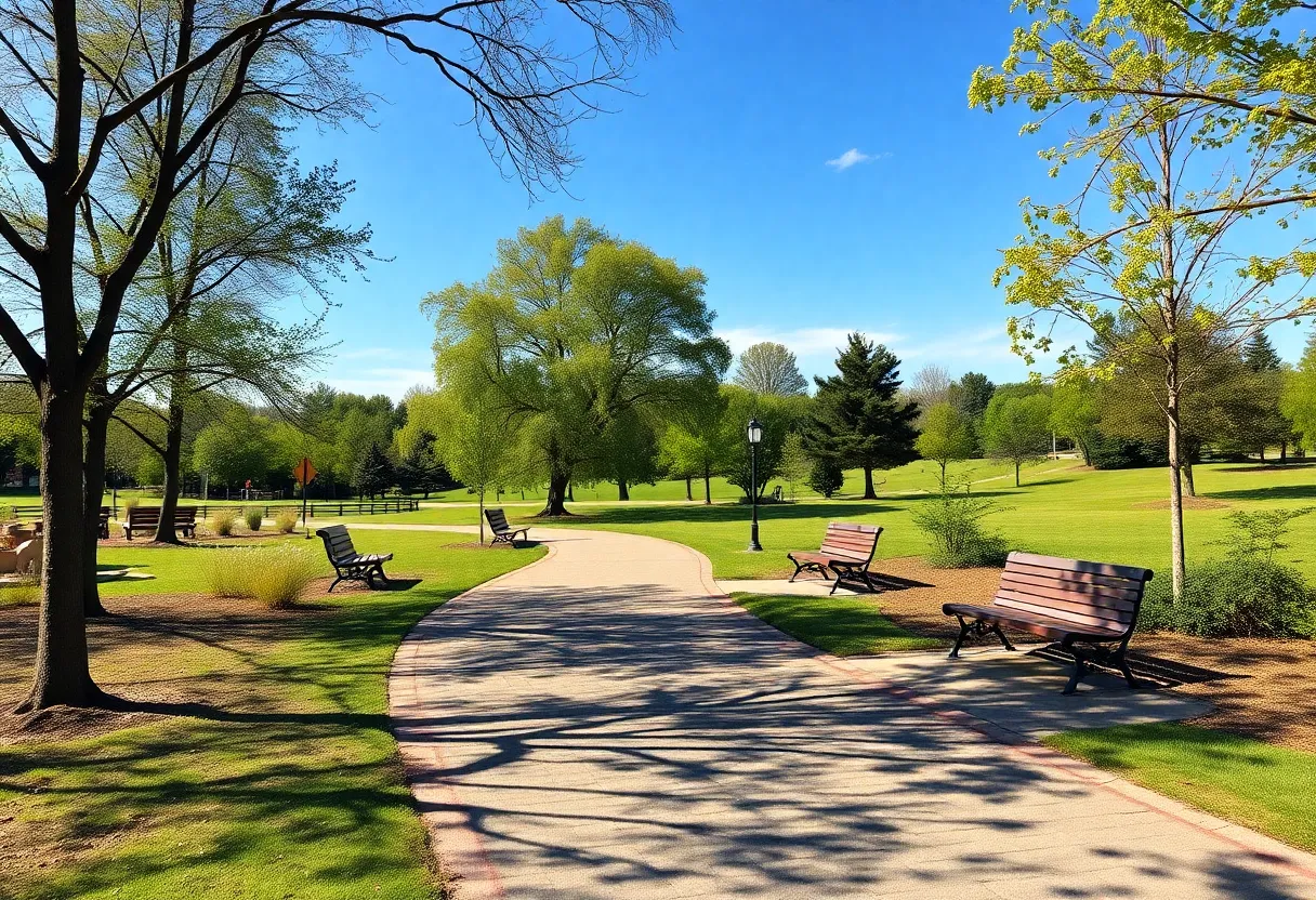 A peaceful park representing community support and philanthropy