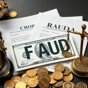 Illustration depicting financial fraud related to COVID-19 relief programs.