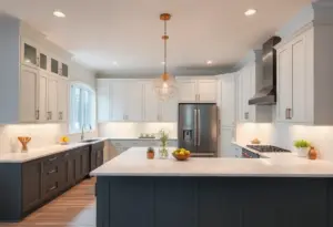 Modern kitchen with U-shaped layout and stylish decor