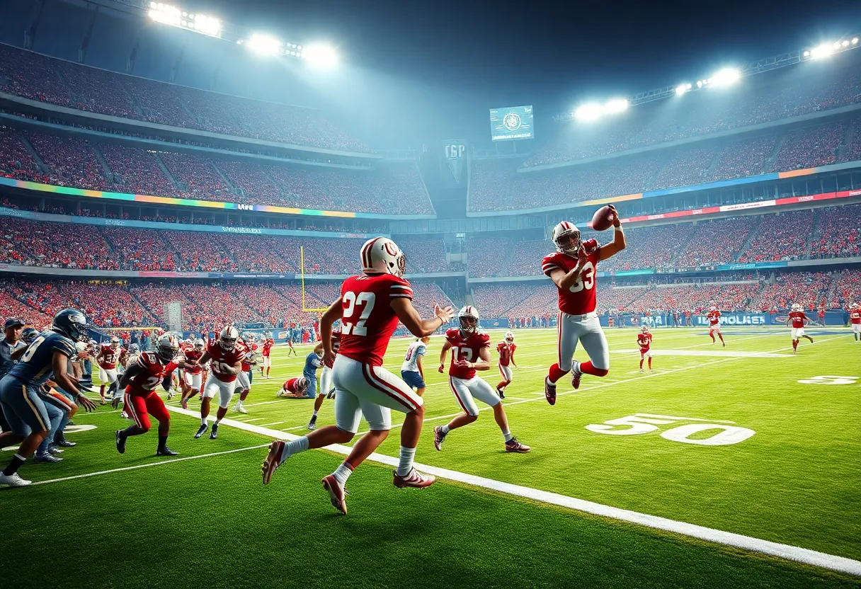 Detroit Lions players celebrating after a touchdown during the game.