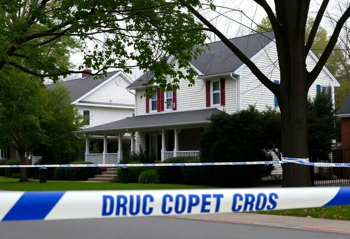 Suburban neighborhood in Lutherville with police presence