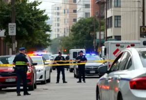 Emergency responders at the scene of a shooting incident near a high school