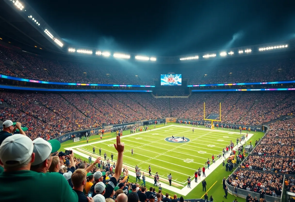 Football stadium filled with enthusiastic fans supporting their team.