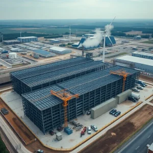 Construction site of the new steel manufacturing facility at Sparrows Point