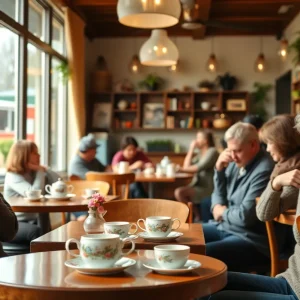 Inside Teavolve Café with guests enjoying tea and food