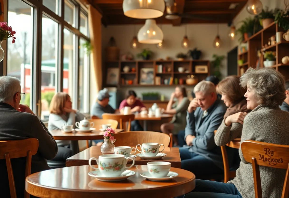 Inside Teavolve Café with guests enjoying tea and food