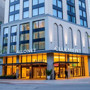 Exterior view of Aloft and Element Hotels in Baltimore