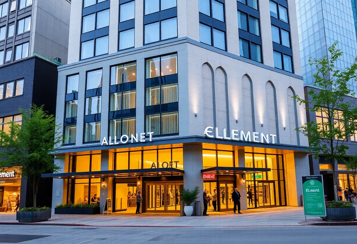 Exterior view of Aloft and Element Hotels in Baltimore