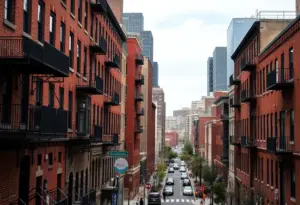 A view of Baltimore's urban landscape with city buildings and community areas
