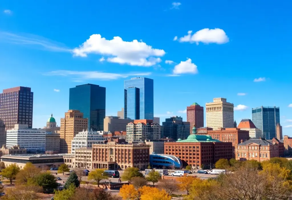 A cityscape view of Baltimore representing digital news expansion.